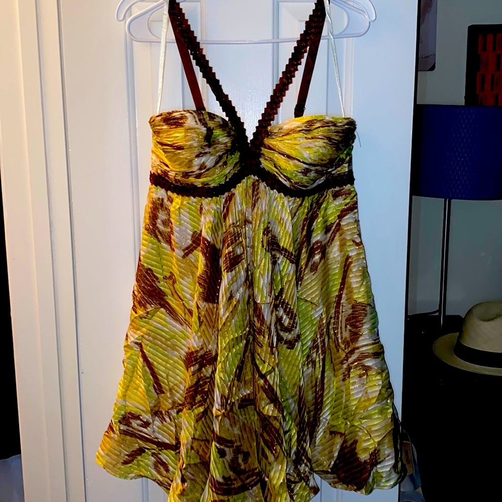 Bcbg halter multicolor mini dress